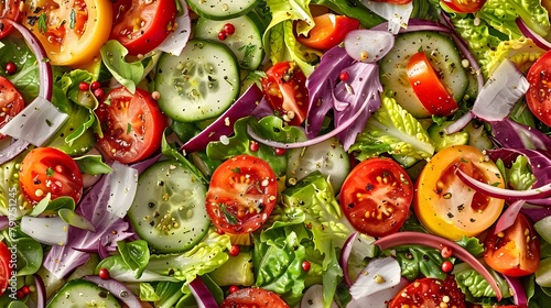 Freshly Harvested Vegetable Salad Arrangement with Diverse Produce