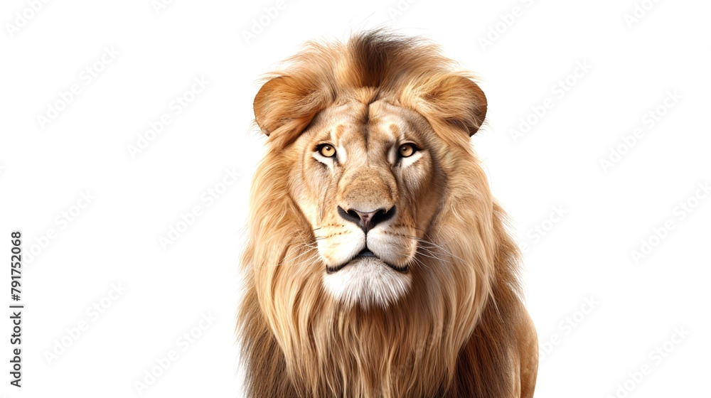 Lion Head on White Background: 8K Photorealistic Image


