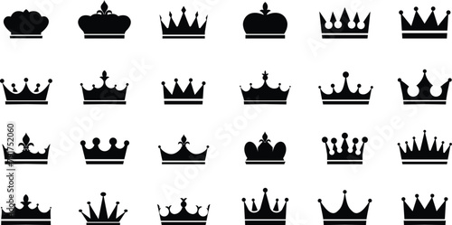Crown design Set. Vector crown sign collection. Royal Crown icons. Vintage crown.