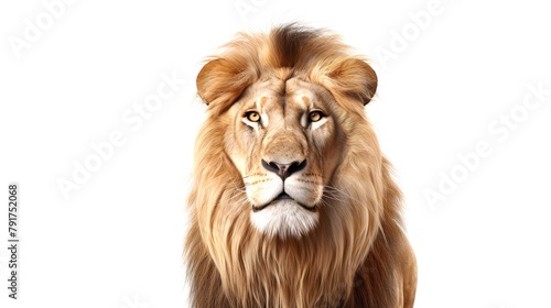 Lion Head on White Background  8K Photorealistic Image  