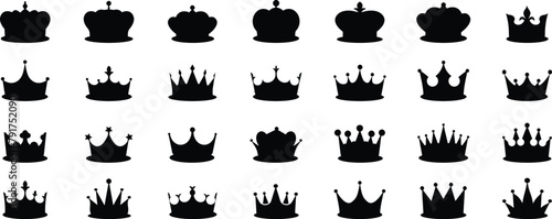 Crown design Set. Vector crown sign collection. Royal Crown icons. Vintage crown. photo