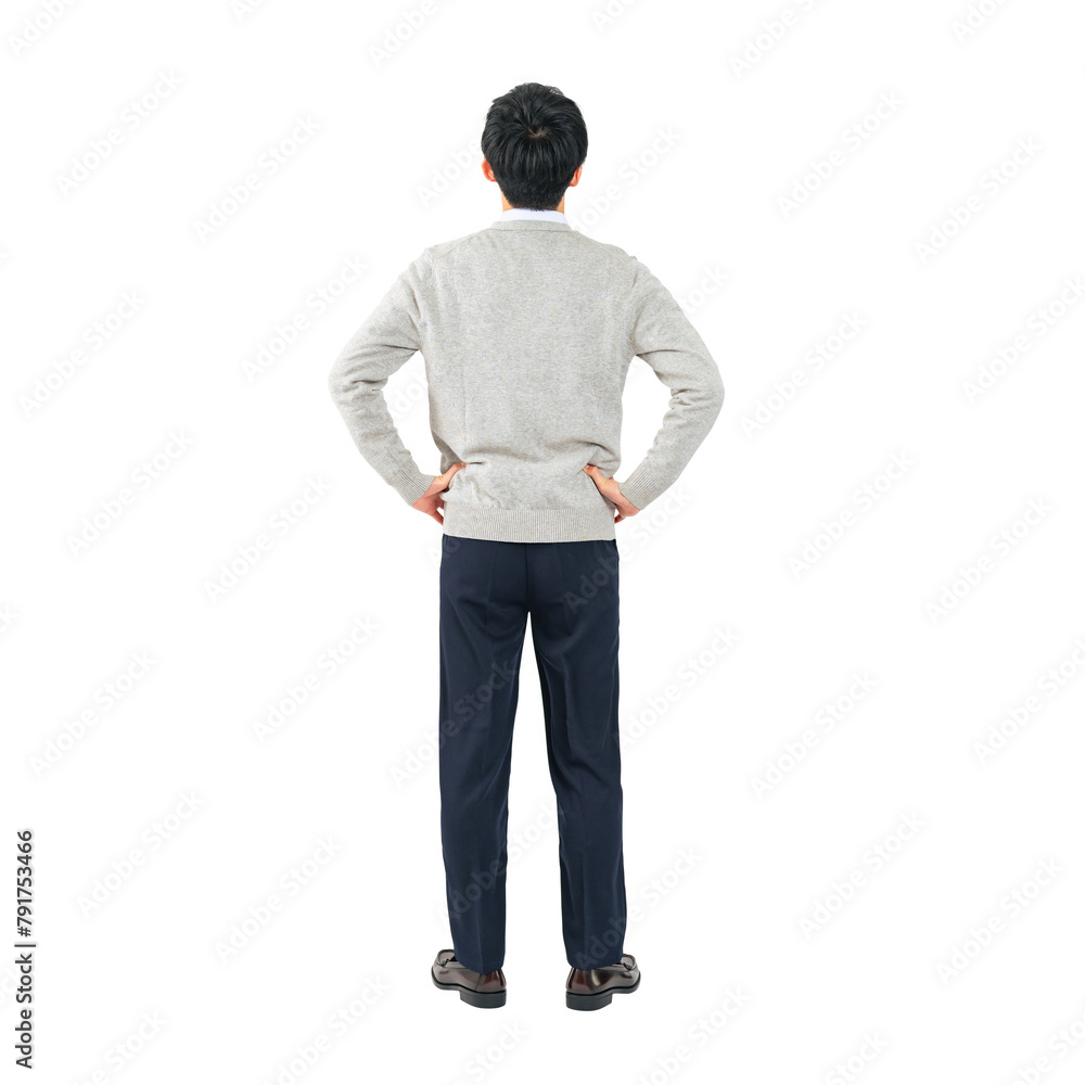 制服を着た男子学生の後ろ姿 手作業で精密に切り抜いた背景透過全身写真PNG 制服を着た男子学生の後ろ姿 手作業で精密に切り抜いた背景透過全身写真PNG