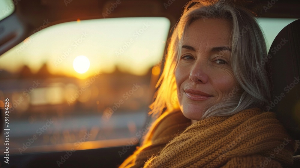 Close-up of female driving car outside the city. Traveler girl on car trip. Woman driving a car. View over shoulder. Close-up of female driving car outside the city. Traveler girl on car trip. Woman driving a car. View over shoulder.