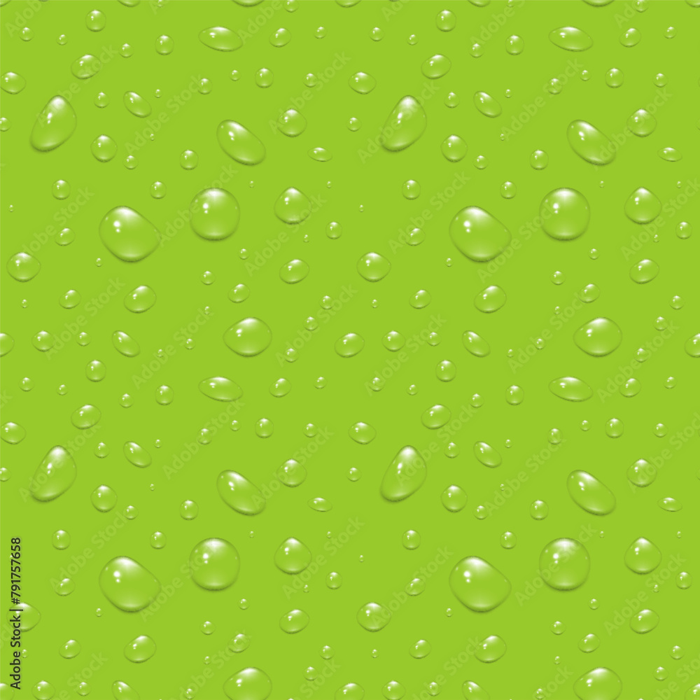 Seamless pattern of Water drops, condensation on the window, on the surface. 3D Vector illustration