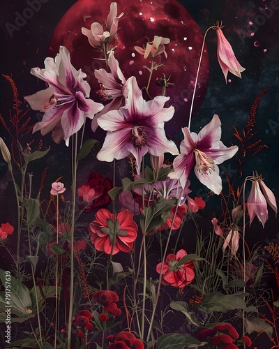 Enchanting Nightblooming Flowers Nourished by Vampire's Blood photo