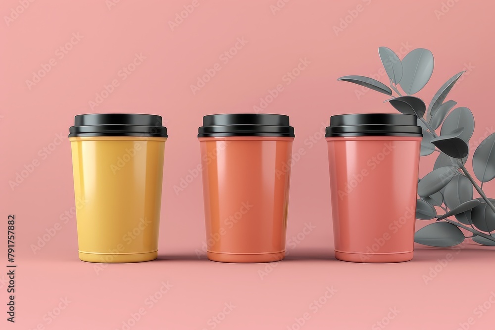 Product mockup on a plain background with different color variations Product mockup on a plain background with different color variations