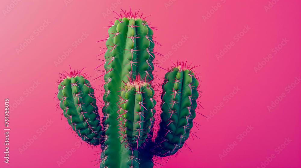 Green Cactus stands out against a solid pink backdrop, creating a striking visual contrast. Green Cactus stands out against a solid pink backdrop, creating a striking visual contrast.