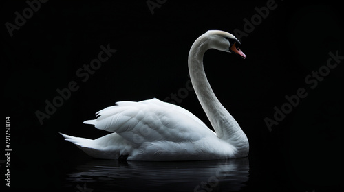 White Swan on Dark Background.
