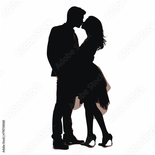 couple silhouette clipart on white background сreated with Generative Ai