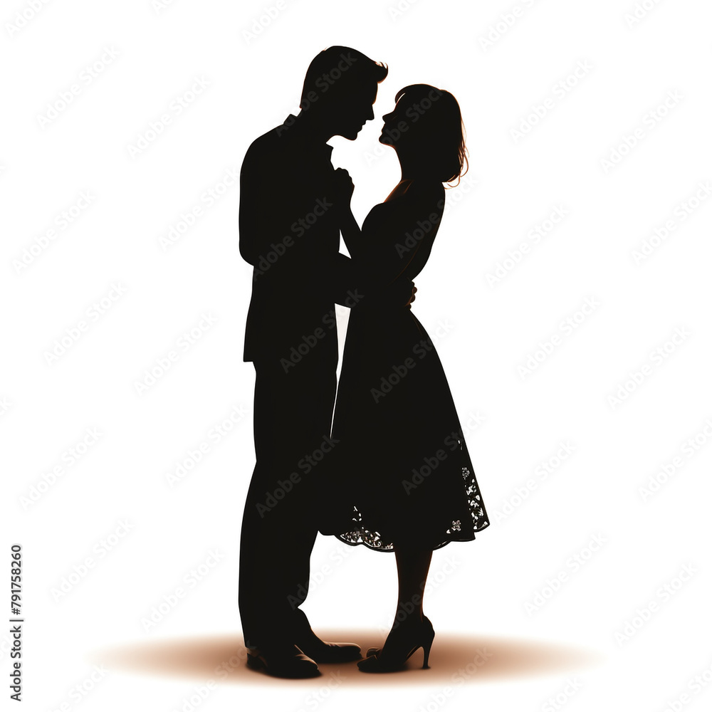 couple silhouette clipart on white background сreated with Generative Ai