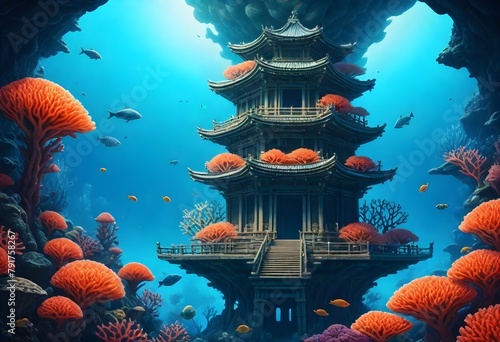 Digital painting a hyperrealistic 8k underwater co (6) photo