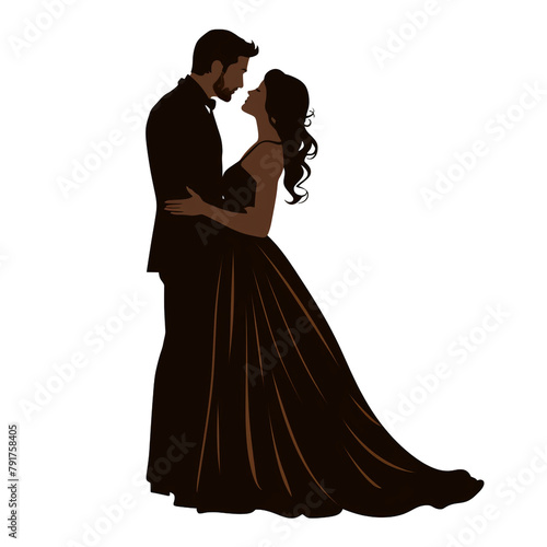 couple silhouette clipart on white background сreated with Generative Ai