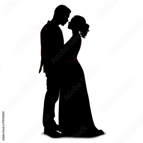 couple silhouette clipart on white background сreated with Generative Ai