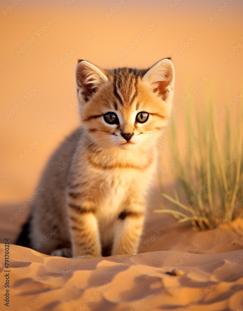 wildlife, sand cat, reallife animals, sand desert сreated with Generative Ai
