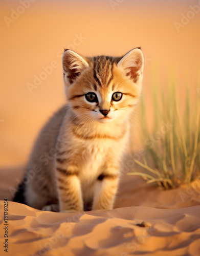 wildlife, sand cat, reallife animals, sand desert сreated with Generative Ai © Andrii Yablonskyi