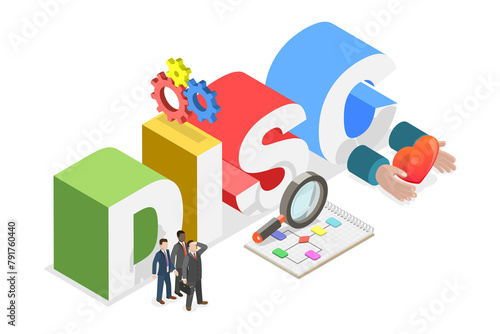 Obraz na plátně 3D Isometric Flat  Illustration of DISC, Dominance, Influence, Steadiness and Co