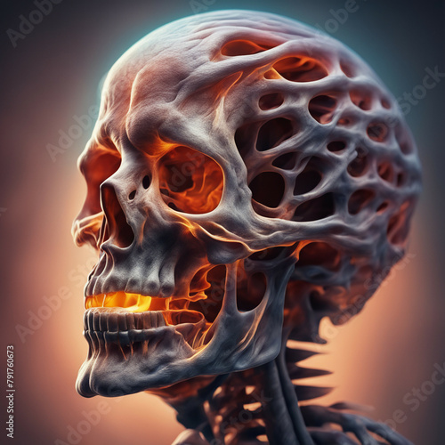 Podświetlona czaszka człowieka © Jacek