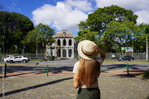 Photography Beautiful girl visiting the city of Belo Horizonte, Minas Gerais, Brazil