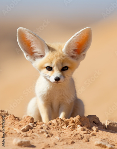 wildlife, fennec fox, reallife animals, sand desert сreated with Generative Ai © Andrii Yablonskyi