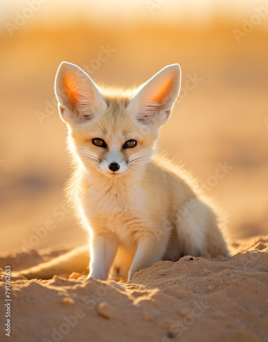 wildlife, fennec fox, reallife animals, sand desert сreated with Generative Ai © Andrii Yablonskyi