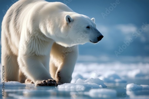 'ice polar blue bear walking arctic marine mammal predator churchill carnivore icy cold snow nature wildlife white adventure canada education environment expedition deep freezer glac