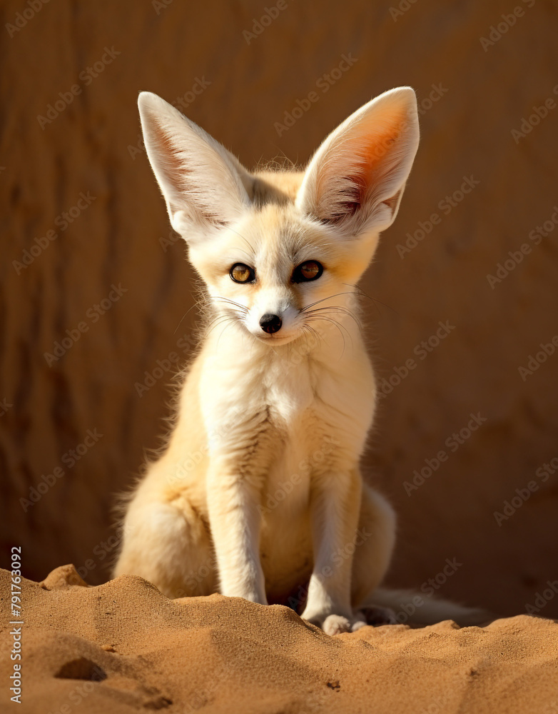 wildlife, fennec fox, reallife animals, sand desert сreated with Generative Ai