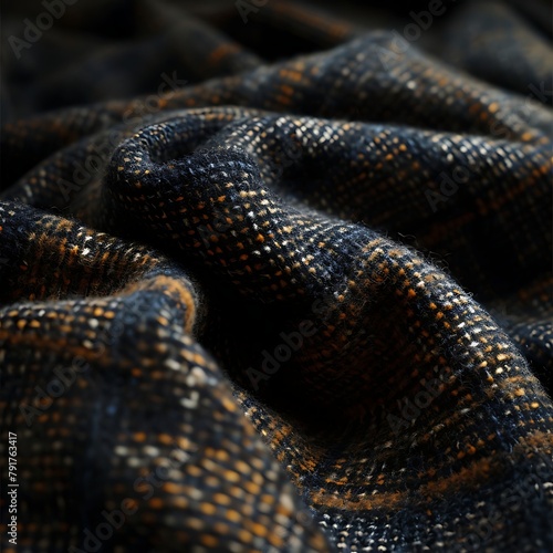 Detailed Close-Up of Textured Fabric Displaying Intricate Weave and Rich Colors