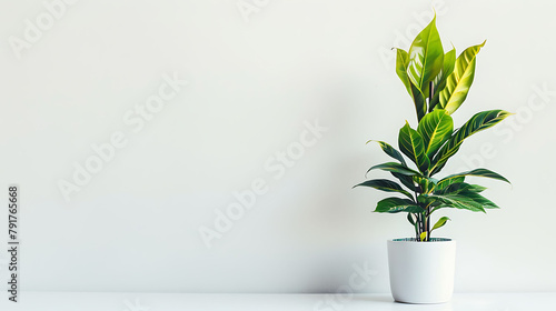 Beautiful Potted Plants On White Background