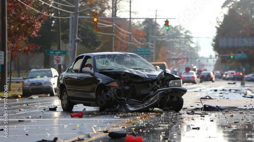 car crash accident on the road photo