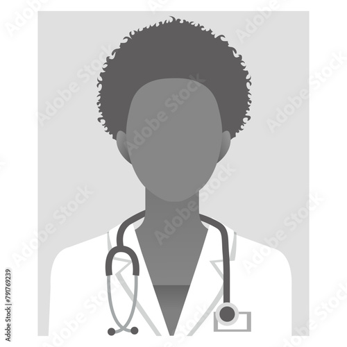 doctor avatar icon. Medicine professional and medical staff icon vector illustration Default placeholder doctor portrait photo avatar on grey background. grayscale health worker icon