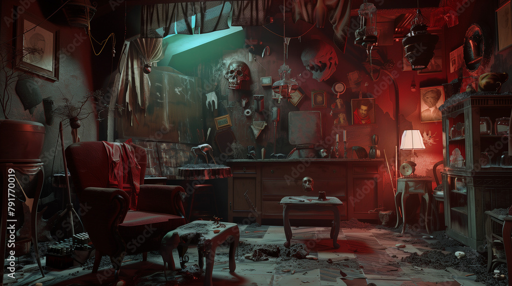 Fototapeta premium The Inside Horrors Of A Psychopath's Room, The Mementos and Trophies