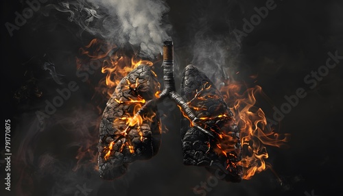 A powerful visual representation of the harm of smoking, depicted with the image of burning lungs, timed for release on May 31st to coincide with World No Tobacco Day, emphasizing the critical health 