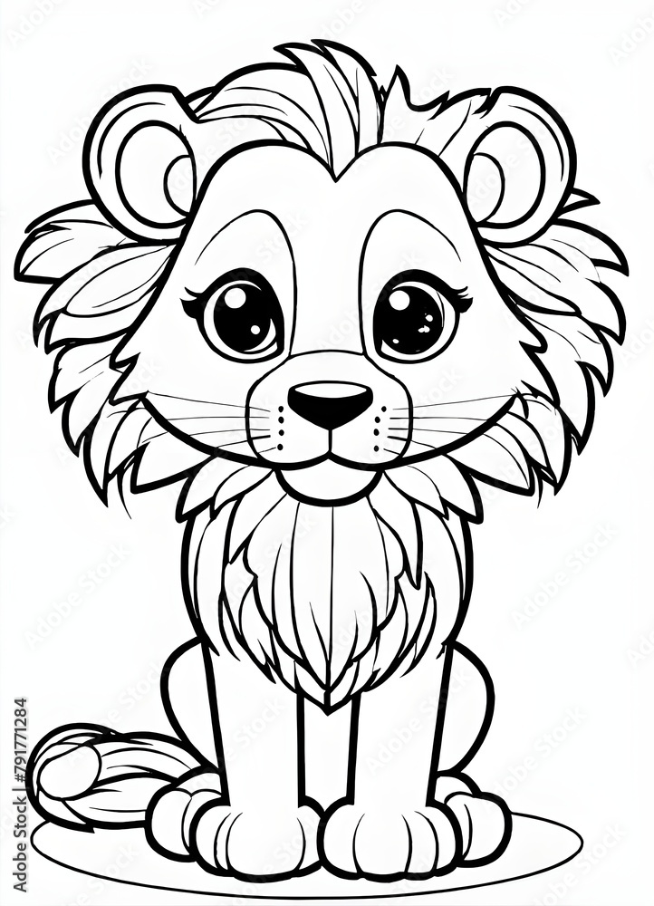 cartoon drawing of a cute cat that resembles a lion