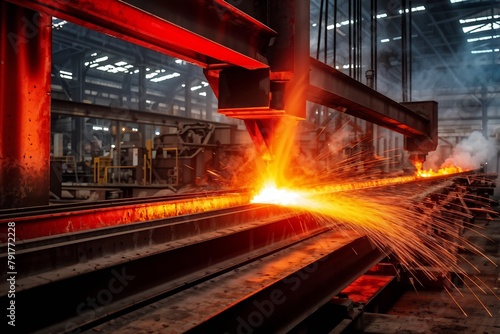 Blick in ein Stahlwerk - Stahlherstellung - Stahlindustrie - KI generiert photo