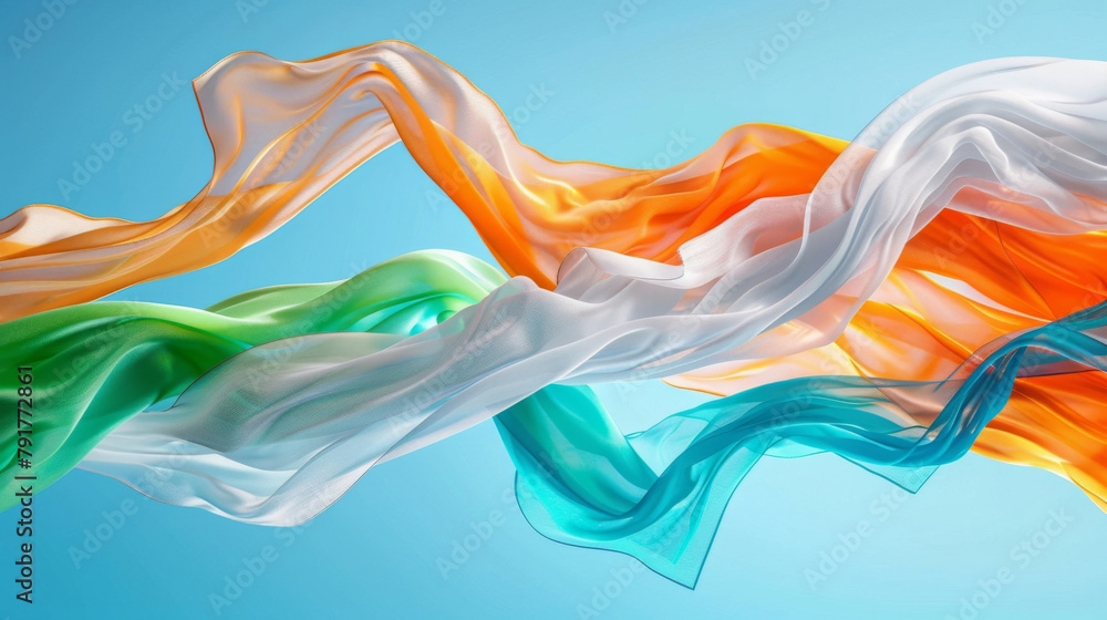 Beautiful colorful fabric flying in the air Beautiful colorful fabric flying in the air