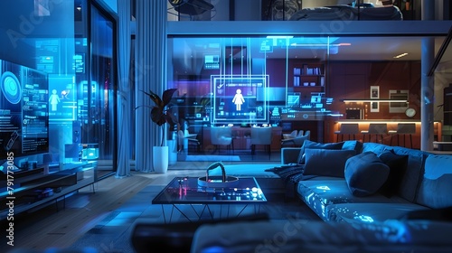 Futuristic Home Integrating a Virtual Assistant Hologram for Seamless Home Automation photo