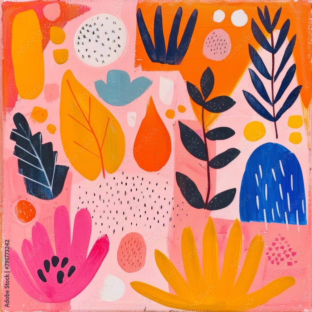 Abstract cutout shapes in a naive style. Modern illustration with ...
