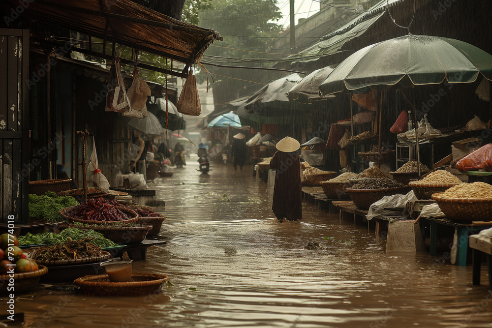 Flooding due to rain and climate change in traditional markets Flooding due to rain and climate change in traditional markets