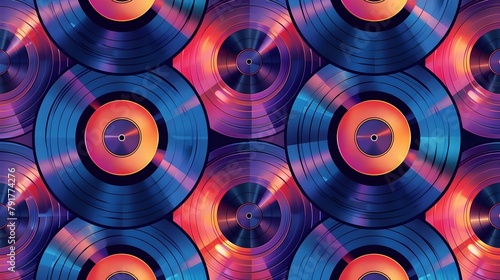 Mesmerizing Kaleidoscope Pattern of D Illustrated Records Capturing the Essence of Music and Art photo