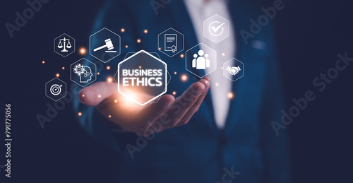 Business ethics Behavior and manners concept. Ethics and compliance concept. Ethical investment, sustainable development. The effective compliance and ethics culture in workplace.