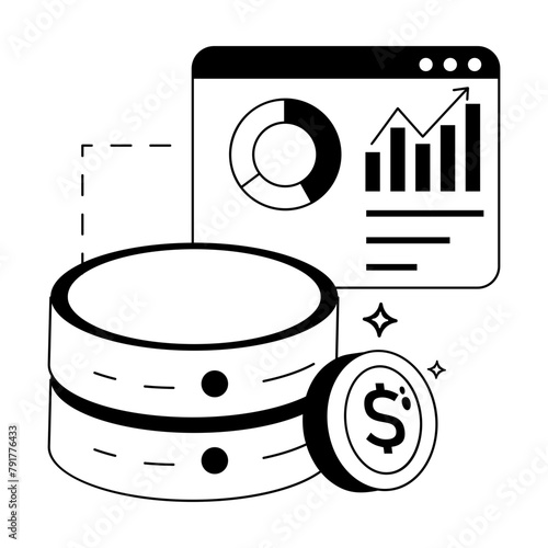 Modern glyph icon depicting data monetization 