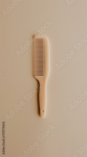 Beige hair comb on a beige background