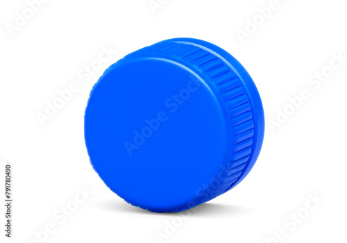 Blue plastic bottle caps, transparent background