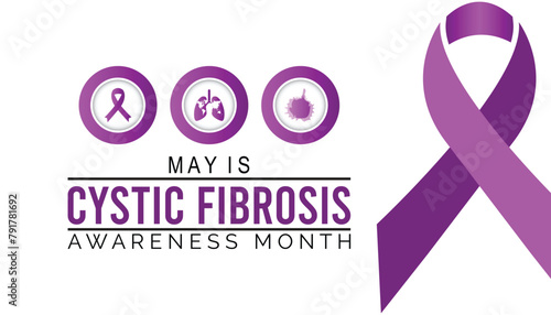 Cystic Fibrosis Awareness Month observed every year in May. Template for background, banner, card, poster with text inscription.