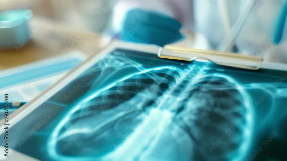 Closeup of a doctors clipboard with a patients chart displaying a highlighted section indicating the patients history of smoking and the associated risks to their lung health. . Closeup of a doctors clipboard with a patients chart displaying a highlighted section indicating the patients history of smoking and the associated risks to their lung health. .
