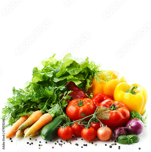 Collection of eatable vegetables isolated white background