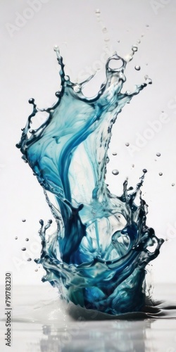 Beautiful creamy splash of water or other liquid isolated on white background. Stop motion freeze shot. Splash for texture elements