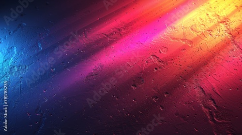 Vibrant Neon Lights on Wet Textured Glass Surface photo