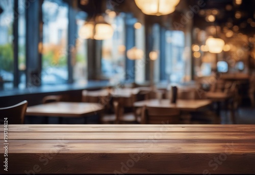 blur bokeh cafe background wooden table Vintage