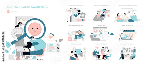 Mental Health Awareness. Flat Vector Illustration